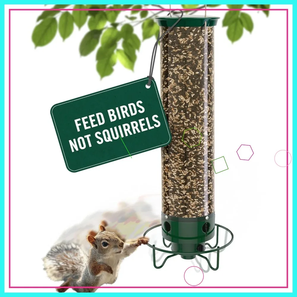Squirrel Proof Bird Feeder – Weight-Activated Rotating Perch, 5lb Capacity, Metal Base, UV-Stabilized Tube, Hanging Green
Squirrel Proof Bird Feeder – Weight-Activated Rotating Perch, 5lb Capacity, Metal Base, UV-Stabilized Tube, Hanging Green