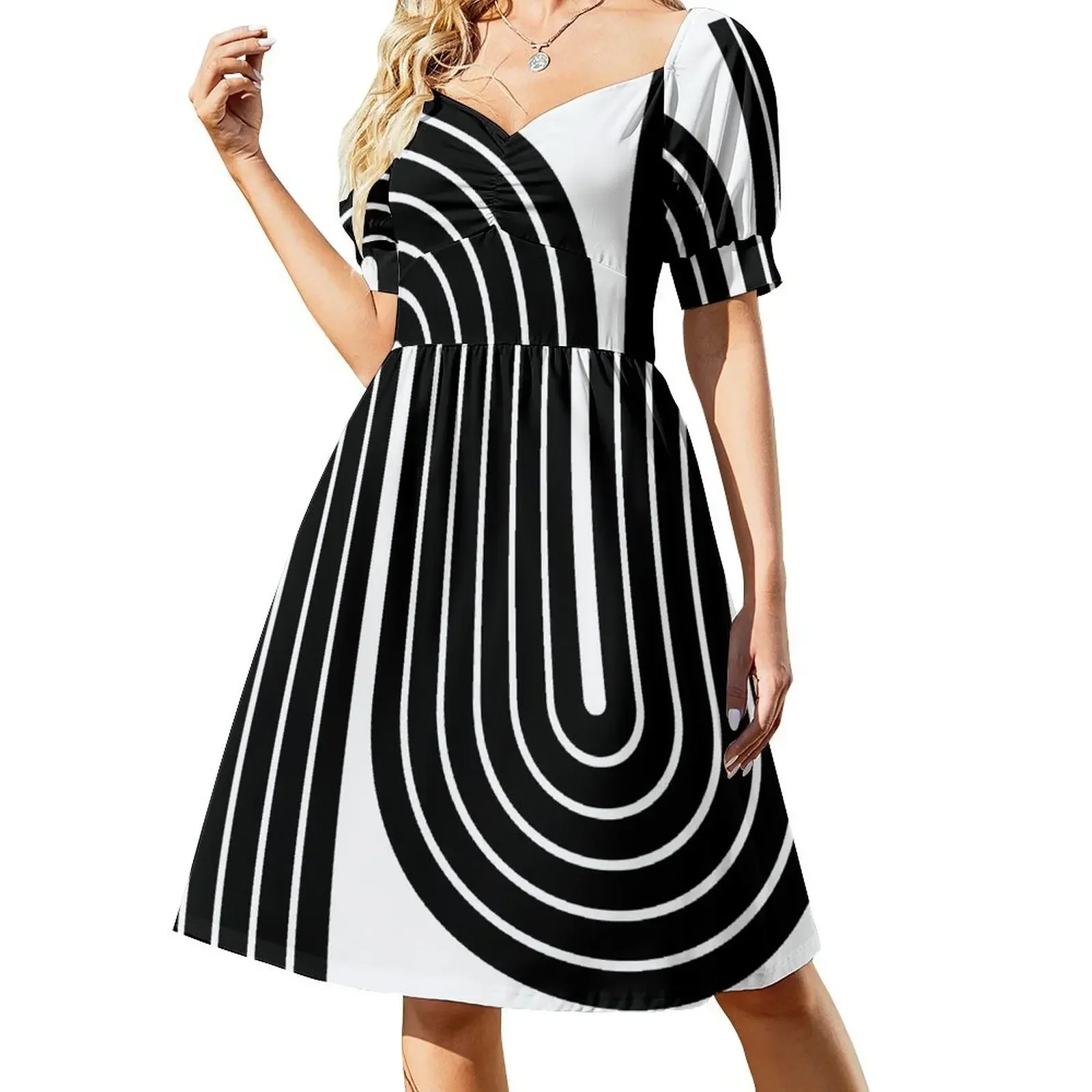 70s Retro Vintage Style Geometric Design 333 Black and White Short-Sleeved Dress clothes bandage dress Dress
70s Retro Vintage Style Geometric Design 333 Black and White Short-Sleeved Dress clothes bandage dress Dress