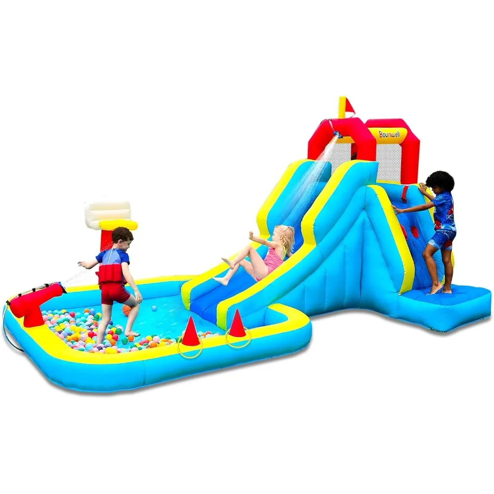 Inflatable Water Slide, Blow Up Water Slide with Climbing Wall, Water Slide for Kids Backyard with Basketball Hoop
Inflatable Water Slide, Blow Up Water Slide with Climbing Wall, Water Slide for Kids Backyard with Basketball Hoop