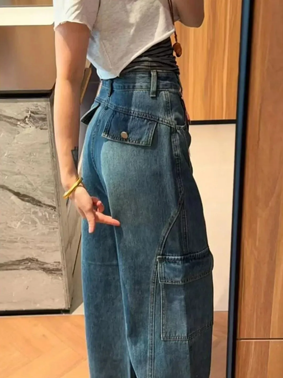 High Waist Straight Leg Workwear Denim Pants Women's Loose Slimming Design Multi Pocket Wide Leg Jeans Vintage Knife
High Waist Straight Leg Workwear Denim Pants Women's Loose Slimming Design Multi Pocket Wide Leg Jeans Vintage Knife