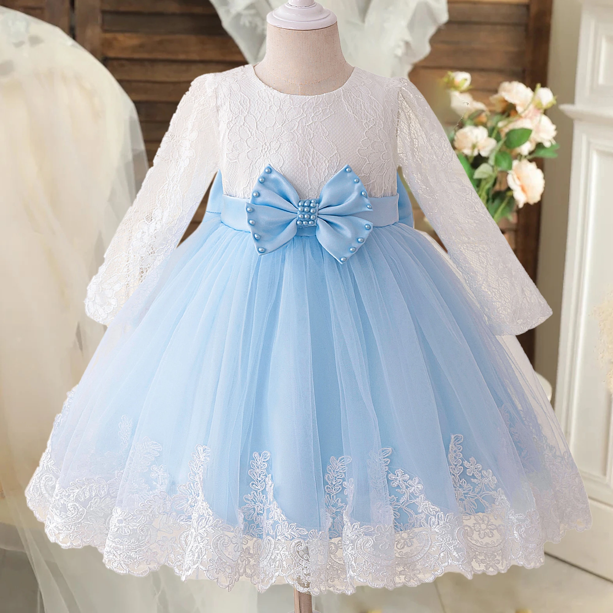 Fashion Beading Party Girls Dress Elegant Long Sleeve Bridesmaid Wedding Dresses Lace Bow Birthday Baptism Princess Prom Costume
Fashion Beading Party Girls Dress Elegant Long Sleeve Bridesmaid Wedding Dresses Lace Bow Birthday Baptism Princess Prom Costume