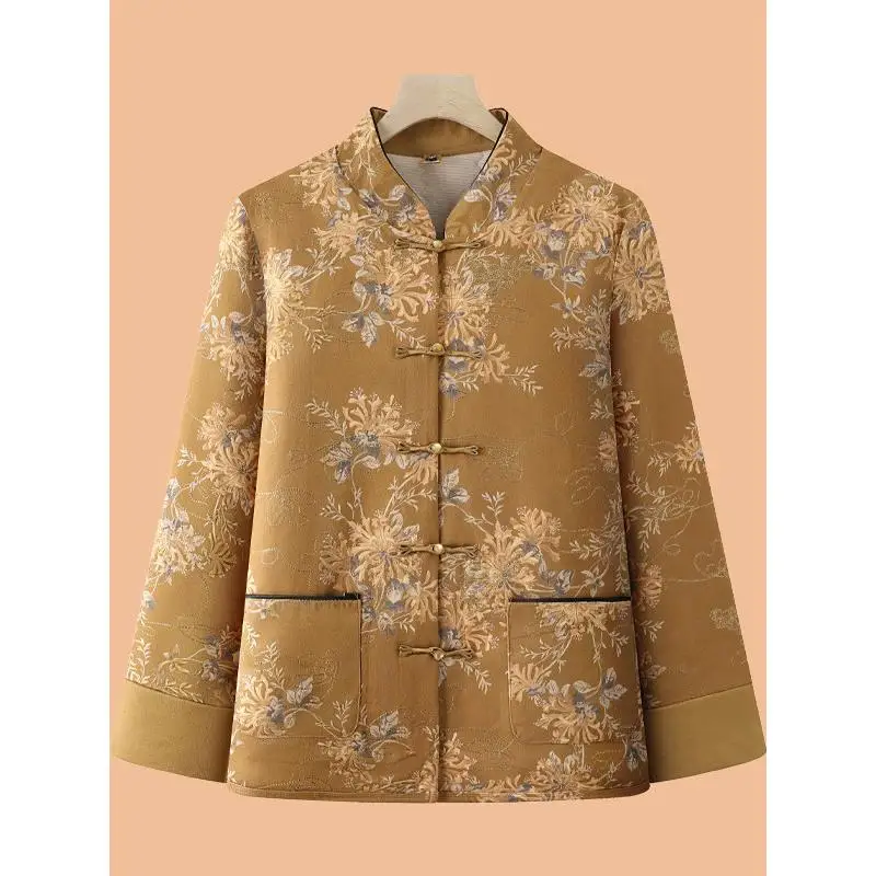 Новая китайская хлопковая куртка для женщин с воротником на пуговицах, с цветочным принтом, теплая верхняя одежда с воротником-стойкой для женщин среднего и старшего возраста.
Новая китайская хлопковая куртка для женщин с воротником на пуговицах, с цветочным принтом, теплая верхняя одежда с воротником-стойкой для женщин среднего и старшего возраста.