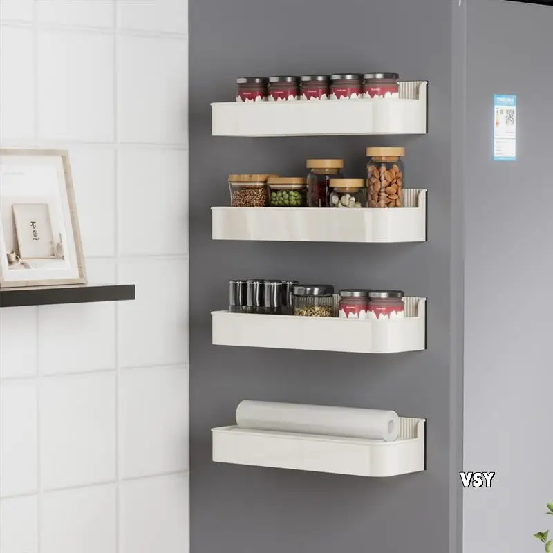 Magnetic Kitchen Shelves For Refrigerator Side - White Plastic Spice Seasoning Rack, Multi-Function Household Organizer
Magnetic Kitchen Shelves For Refrigerator Side - White Plastic Spice Seasoning Rack, Multi-Function Household Organizer