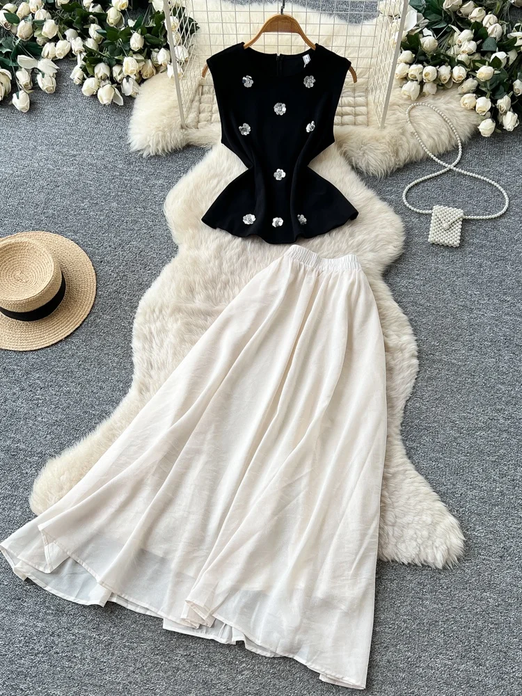 Summer Slimming Two-Piece Set High Waist Vest Sleeveless Women's Loose Sensation Ensemble Casual Commute Style Pure Color
Summer Slimming Two-Piece Set High Waist Vest Sleeveless Women's Loose Sensation Ensemble Casual Commute Style Pure Color