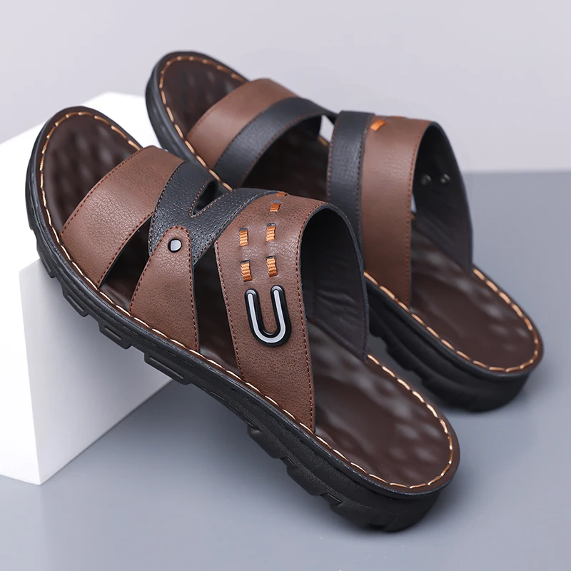 Мужские летние кожаные повседневные пляжные туфли-слипоны 2025 года, с мягкой подошвой, универсальные сабо, дышащие, нескользящие, прочные сандалии
Мужские летние кожаные повседневные пляжные туфли-слипоны 2025 года, с мягкой подошвой, универсальные сабо, дышащие, нескользящие, прочные сандалии