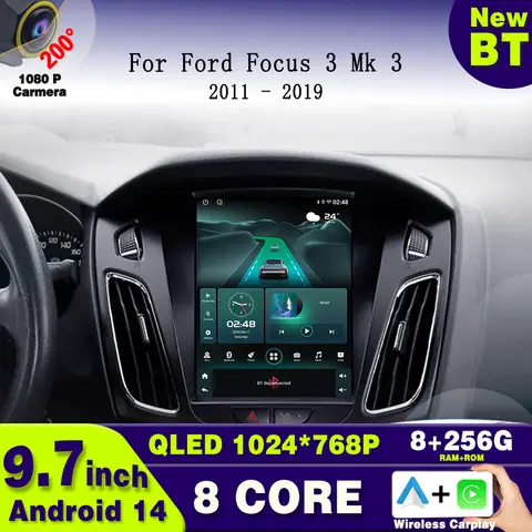 Android 14 9.7 inch For Ford Focus 3 Mk 3 2011 2012 - 2019 Car Multimedia Car Radio Carplay Video Player GPS navigation Stereo