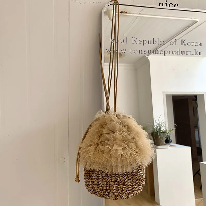 Fashion Mesh Lace Shoulder Bag Drawstring Bucket Bags for Women Bohemian Paper Rope Beach Bag Handmade Woven Handbag and Purses
Fashion Mesh Lace Shoulder Bag Drawstring Bucket Bags for Women Bohemian Paper Rope Beach Bag Handmade Woven Handbag and Purses