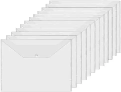 48 PCS Clear Plastic Envelopes, Poly Envelope with Snap Closure Waterproof File Folder for School Home Office, A4 Size
48 PCS Clear Plastic Envelopes, Poly Envelope with Snap Closure Waterproof File Folder for School Home Office, A4 Size