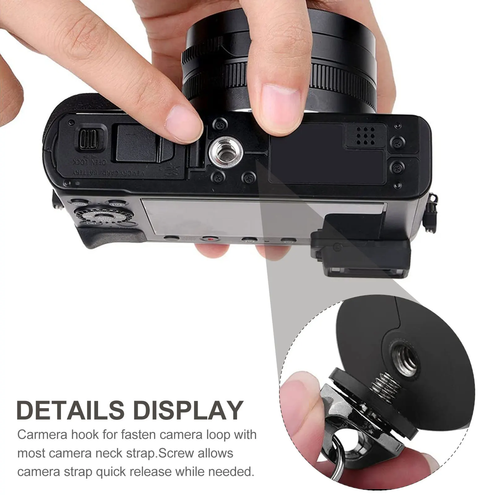 1Set Camera Belt Strap Hook Screw Quick Release Adapter Secure Neck Wrist Shoulder Strap Connector Camera Accessories
1Set Camera Belt Strap Hook Screw Quick Release Adapter Secure Neck Wrist Shoulder Strap Connector Camera Accessories