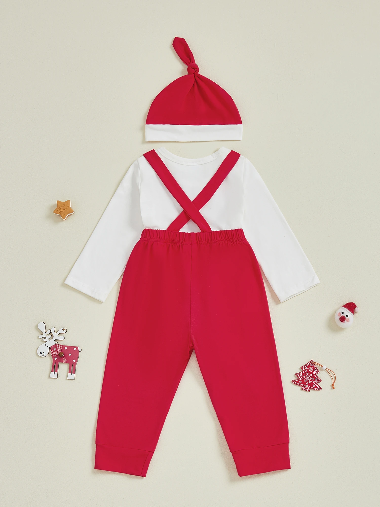 Baby Christmas Outfit Loose Fit Reindeer Embroidered Crew Neck Long Sleeve Romper Suspender Pants and Cap 3 Pcs Set
Baby Christmas Outfit Loose Fit Reindeer Embroidered Crew Neck Long Sleeve Romper Suspender Pants and Cap 3 Pcs Set