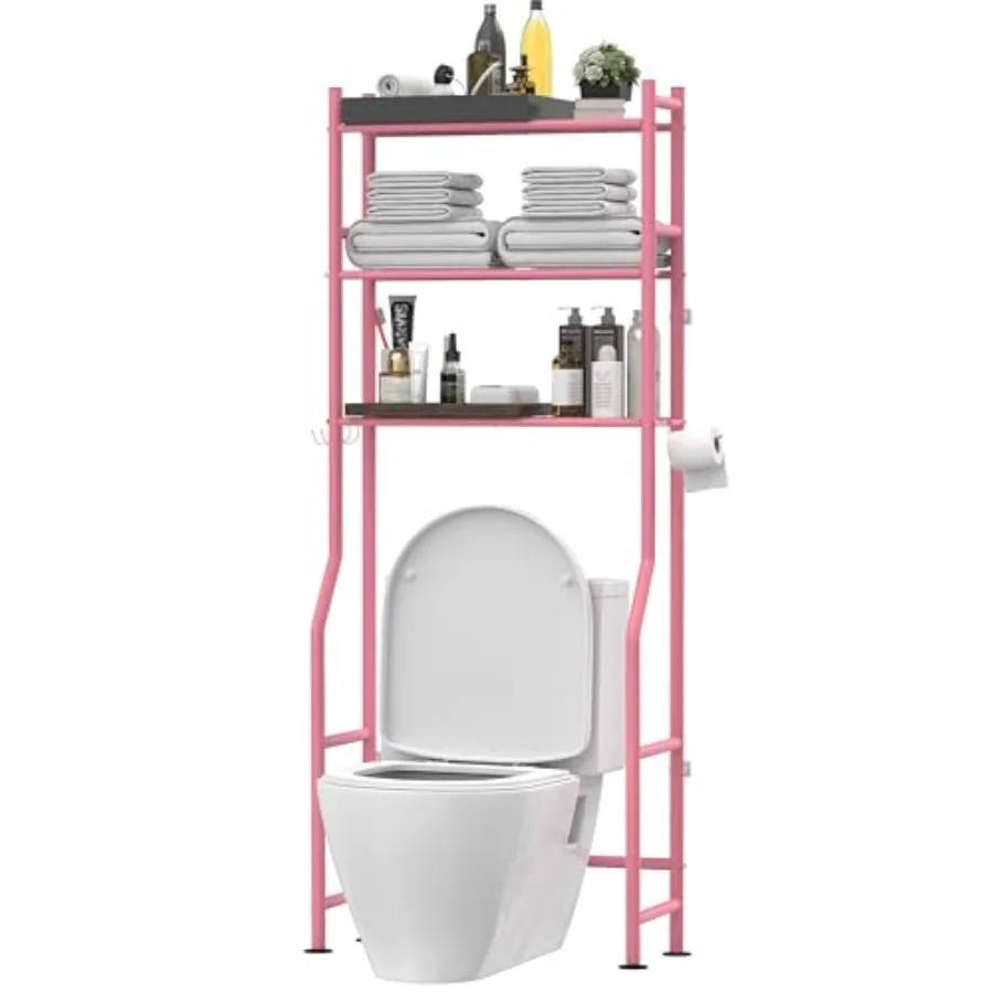 3-Tier Over The Toilet Storage, Freestanding Metal Bathroom Shelves with 4 Hooks, Over Toilet Storage Shelf with Paper Holder,
3-Tier Over The Toilet Storage, Freestanding Metal Bathroom Shelves with 4 Hooks, Over Toilet Storage Shelf with Paper Holder,