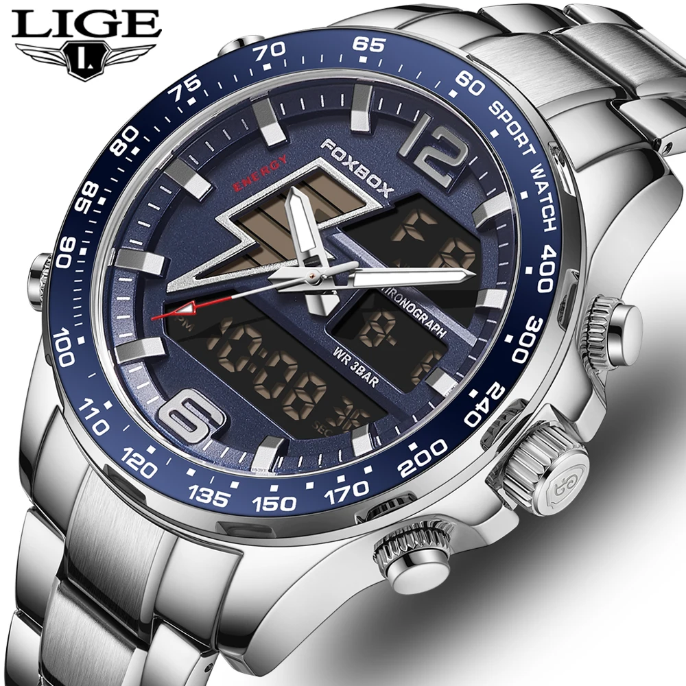Новые мужские часы FOXBOX с двойным дисплеем, 30 м, водонепроницаемые часы с датой, наручные часы, модные спортивные часы для мужчин, электронные часы, мужской + коробка
Новые мужские часы FOXBOX с двойным дисплеем, 30 м, водонепроницаемые часы с датой, наручные часы, модные спортивные часы для мужчин, электронные часы, мужской + коробка