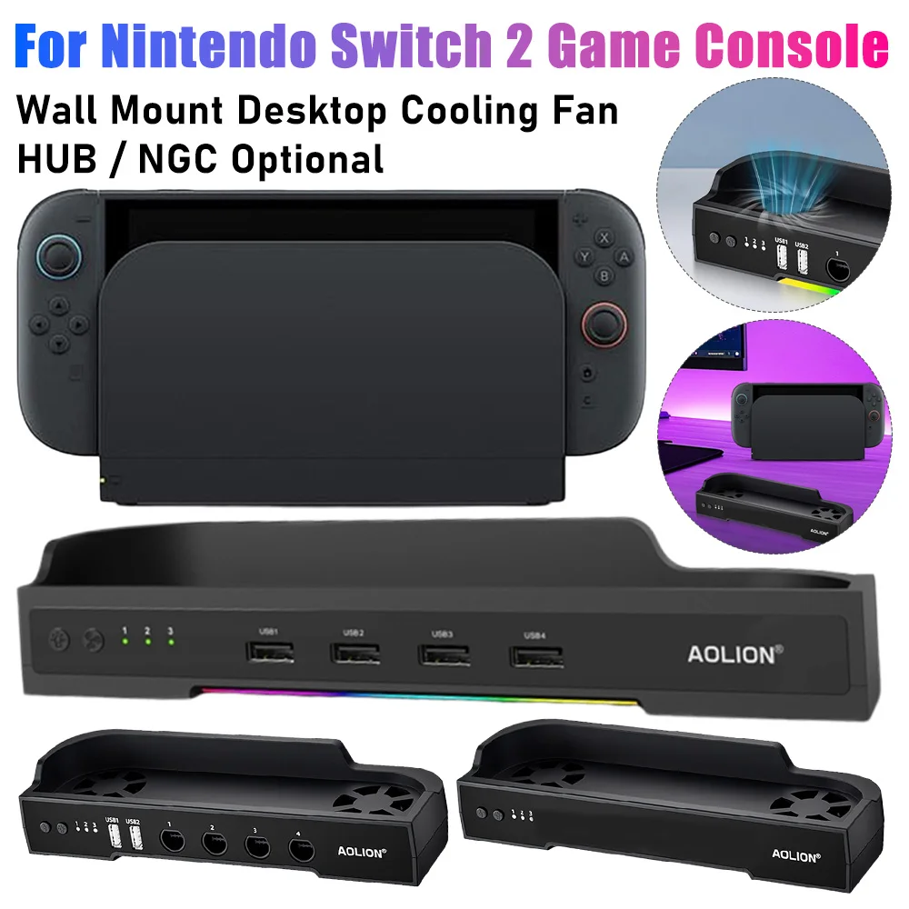 For Switch 2 Game Console Cooling Fan RGB Radiator Wall Mount Portable HUB Expansion Stand NGC Heat Sink Base Gaming Accessories
For Switch 2 Game Console Cooling Fan RGB Radiator Wall Mount Portable HUB Expansion Stand NGC Heat Sink Base Gaming Accessories