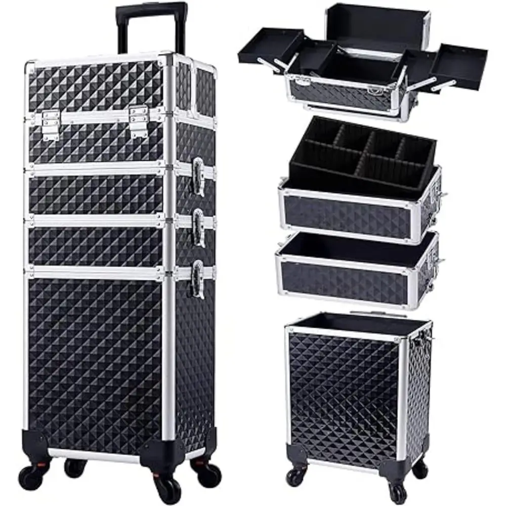 Versatile 4-in-1 Large Capacity Rolling Makeup Trolley with Swivel Wheels, Black
Versatile 4-in-1 Large Capacity Rolling Makeup Trolley with Swivel Wheels, Black