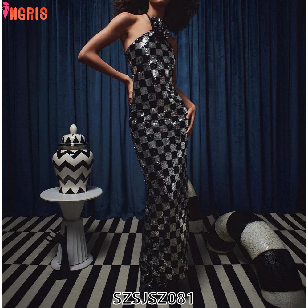 Sexy Halter 3d Flowers Sequins Long Dress Women Black Sliver Lattice Sleeveless Backless Sequined Split Dresses Evening Party
Sexy Halter 3d Flowers Sequins Long Dress Women Black Sliver Lattice Sleeveless Backless Sequined Split Dresses Evening Party