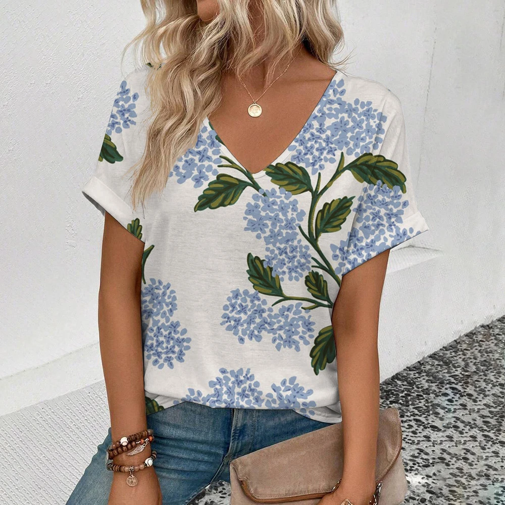 2025 Retro Floral Pattern Print T-Shirt Top Women Summer Women's V-Neck T-Shirt Fashion Women's Leisure Short Sleeve T-Shirt
2025 Retro Floral Pattern Print T-Shirt Top Women Summer Women's V-Neck T-Shirt Fashion Women's Leisure Short Sleeve T-Shirt