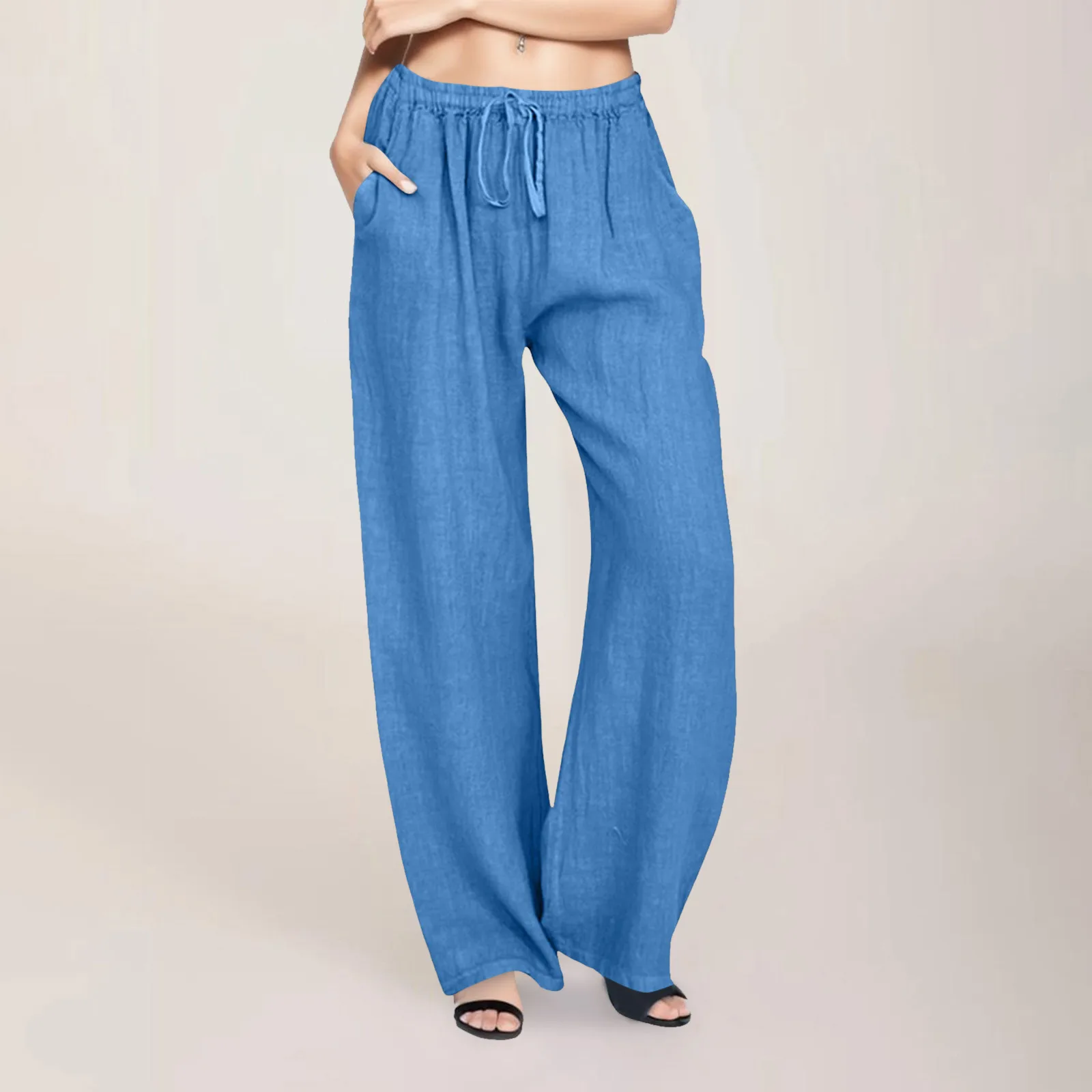 Summer Cotton Linen Wide Leg Pants Women Casual Solid Pockets Beach Loose Trousers Streetwear Elastic Waist Office Lady Pants
Summer Cotton Linen Wide Leg Pants Women Casual Solid Pockets Beach Loose Trousers Streetwear Elastic Waist Office Lady Pants
