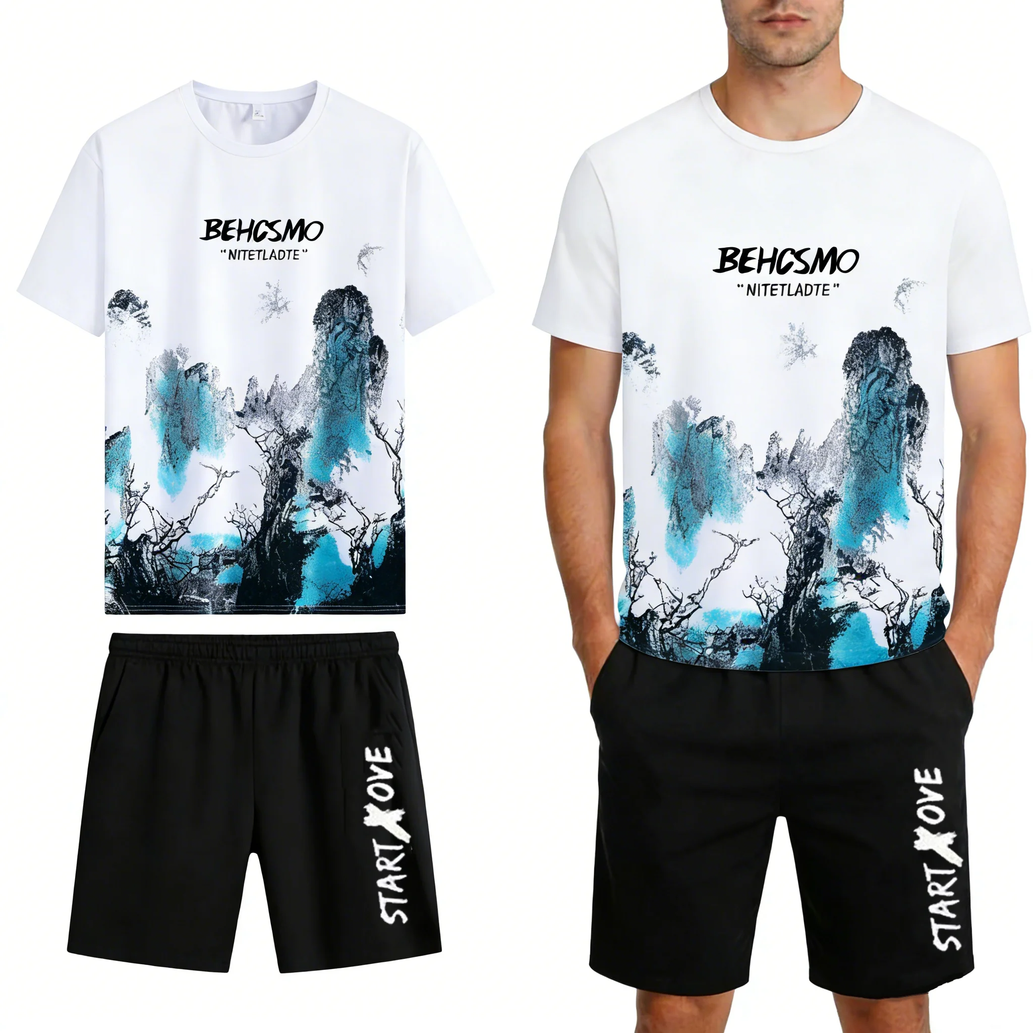 2Pcs 2026 Summer Thin casual Men set Graffiti Tees T-shirt+shorts 2-piece Comfortable breathable men Tops Print T shirts sets
2Pcs 2026 Summer Thin casual Men set Graffiti Tees T-shirt+shorts 2-piece Comfortable breathable men Tops Print T shirts sets