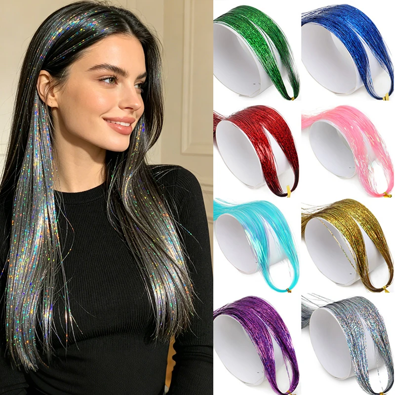 Synthetic Threads Glitter Hair Tinsel Rainbow Strands Green Gold Hair Laser False Hair Extensions for Women Daily Party
Synthetic Threads Glitter Hair Tinsel Rainbow Strands Green Gold Hair Laser False Hair Extensions for Women Daily Party