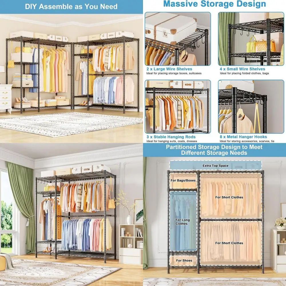 6-Shelf Heavy-Duty Portable Garment Rack, 58W x 14.6D x 76.6H, Holds Up to 800 lbs, Black
6-Shelf Heavy-Duty Portable Garment Rack, 58W x 14.6D x 76.6H, Holds Up to 800 lbs, Black