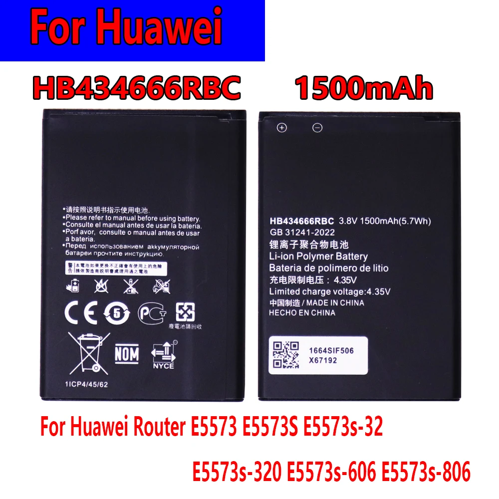 HB434666RBC 1500mAh Battery For Huawei Router E5573 E5573S E5573s-32 E5573s-320 E5573s-606 E5573s-806 rechargea
HB434666RBC 1500mAh Battery For Huawei Router E5573 E5573S E5573s-32 E5573s-320 E5573s-606 E5573s-806 rechargea