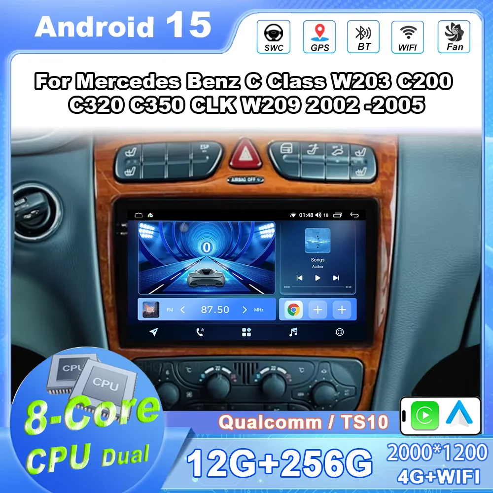 Android 15 For Mercedes Benz C Class W203 C200 C320 C350 CLK W209 2002 -2005 Car play Auto Multimedia Video Player Touch Screen
Android 15 For Mercedes Benz C Class W203 C200 C320 C350 CLK W209 2002 -2005 Car play Auto Multimedia Video Player Touch Screen