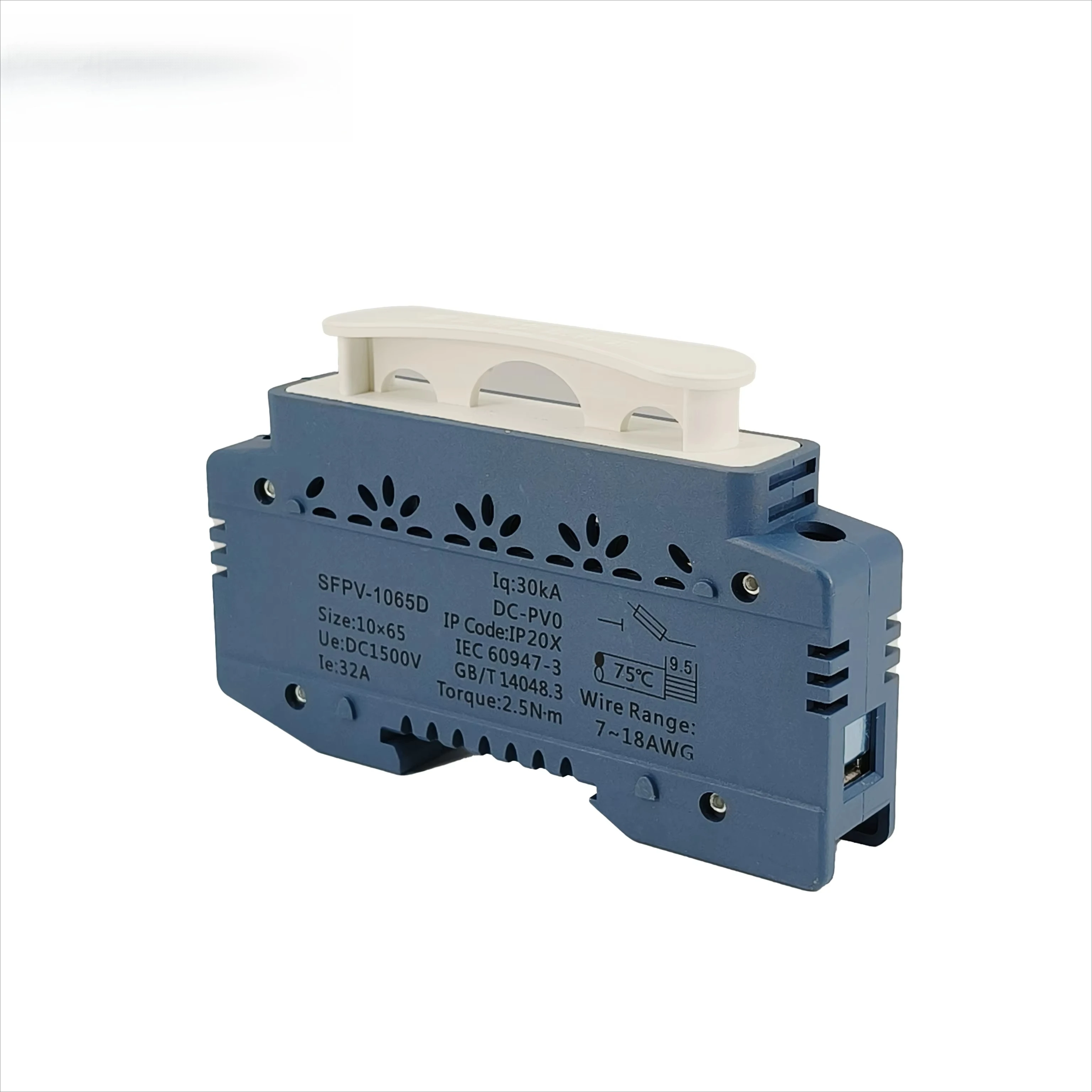 PIONEER Series DC Fuse Holder High Breaking Capacity 20kA Without Light 1500V 10x65mm DIN Rail for Solar PV
PIONEER Series DC Fuse Holder High Breaking Capacity 20kA Without Light 1500V 10x65mm DIN Rail for Solar PV