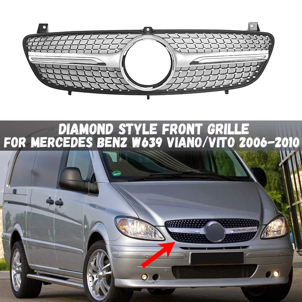 Front Bumper Grille Hood Grille For Mercedes Benz W639 Viano/Vito 2006 2007 2008 2009 2010 Diamond Style Grille
Front Bumper Grille Hood Grille For Mercedes Benz W639 Viano/Vito 2006 2007 2008 2009 2010 Diamond Style Grille