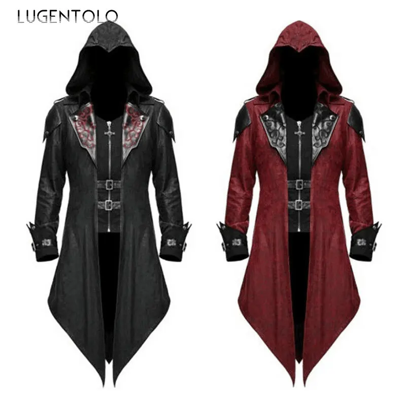 Men Goth Tailcoat Jacket Steampunk Uniform Hoodie Zipper Medieval Halloween Party Vintage Renaissance Costume Cosplay Coat
Men Goth Tailcoat Jacket Steampunk Uniform Hoodie Zipper Medieval Halloween Party Vintage Renaissance Costume Cosplay Coat