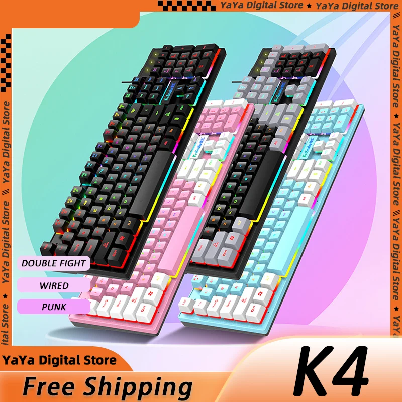 K4 Game Wired Keyboard Punk Color Blocking Luminous Mechanical Feel Fashionable Desktop Computer fashionable desktop Universal
K4 Game Wired Keyboard Punk Color Blocking Luminous Mechanical Feel Fashionable Desktop Computer fashionable desktop Universal