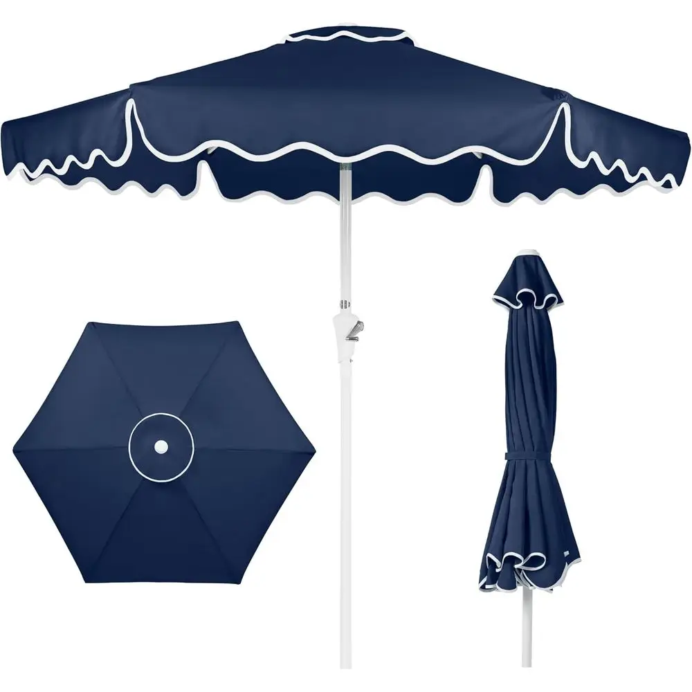 7.5ft Durable Patio Umbrella with UV Protection, Navy Blue, Wavy Trim, Crank Open, Wind Vent
7.5ft Durable Patio Umbrella with UV Protection, Navy Blue, Wavy Trim, Crank Open, Wind Vent