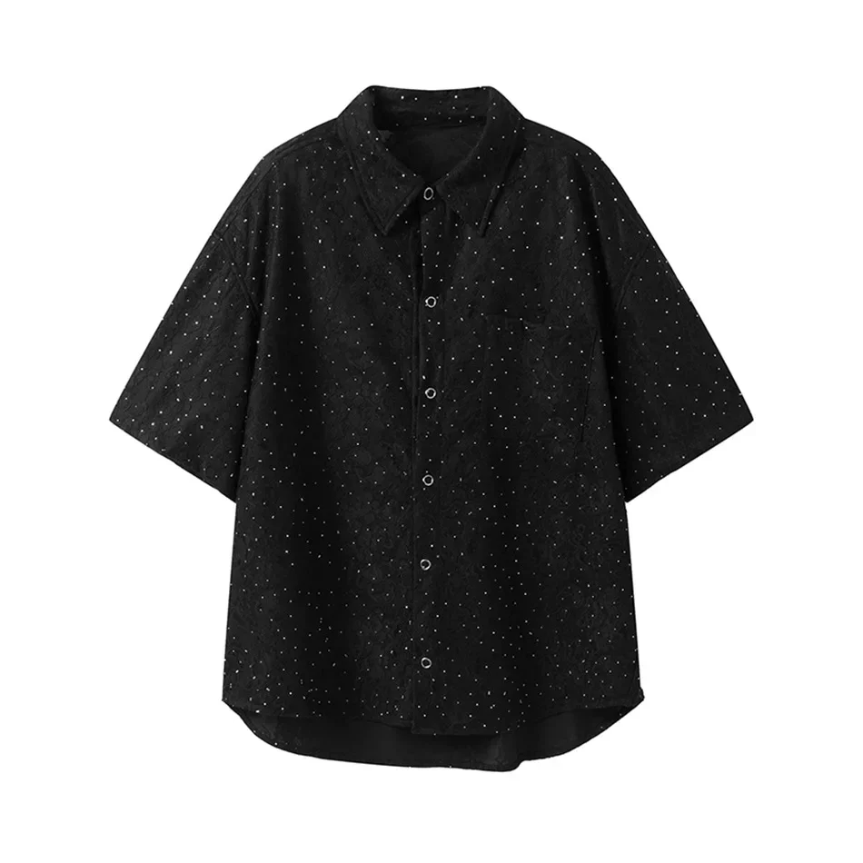 2025 Summer Men Women Hot Fix Lace Streetwear Fashion Hip Hop Vintage Loose Casual Short Sleeve Oversize Blouses Shirts
2025 Summer Men Women Hot Fix Lace Streetwear Fashion Hip Hop Vintage Loose Casual Short Sleeve Oversize Blouses Shirts
