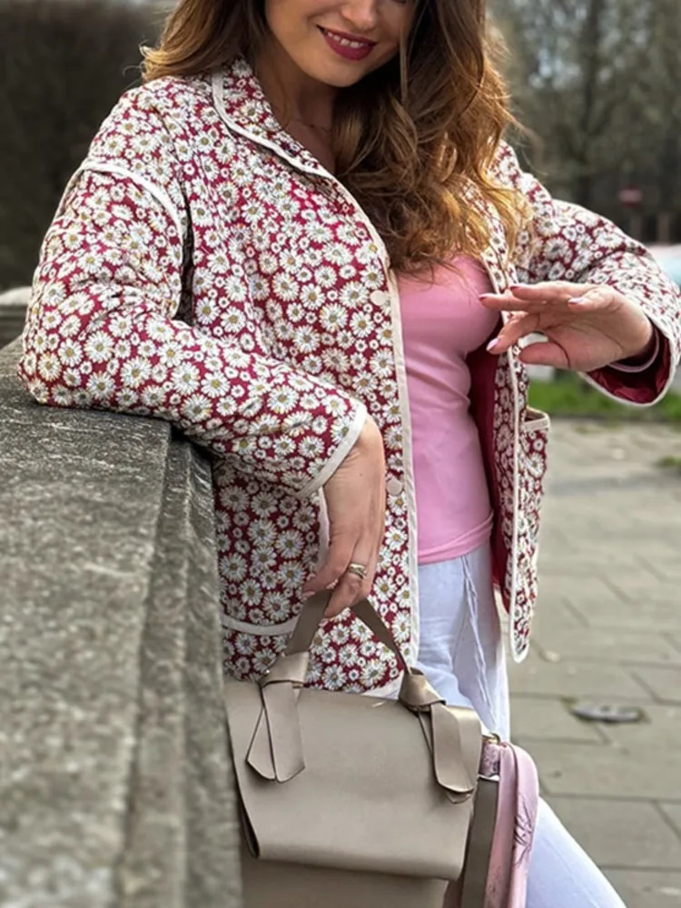 Fashion Printed Coat Women Fashion Thicken Button Stand Collar Pocket Padded Jacket 2025 New Autumn Winter Casual Loose Outwear
Fashion Printed Coat Women Fashion Thicken Button Stand Collar Pocket Padded Jacket 2025 New Autumn Winter Casual Loose Outwear