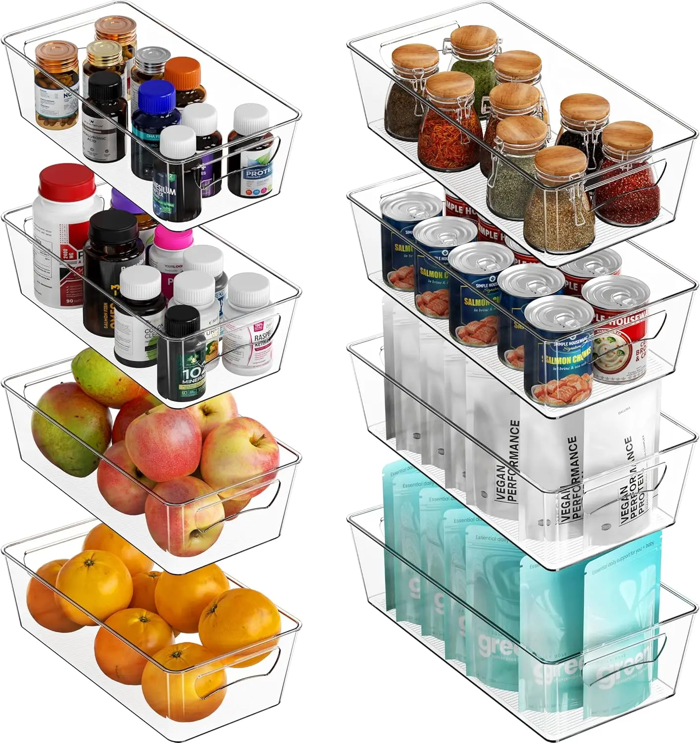 Clear Fridge Storage Bins, 8 Pack Assorted Sizes for Easy Organization
Clear Fridge Storage Bins, 8 Pack Assorted Sizes for Easy Organization
