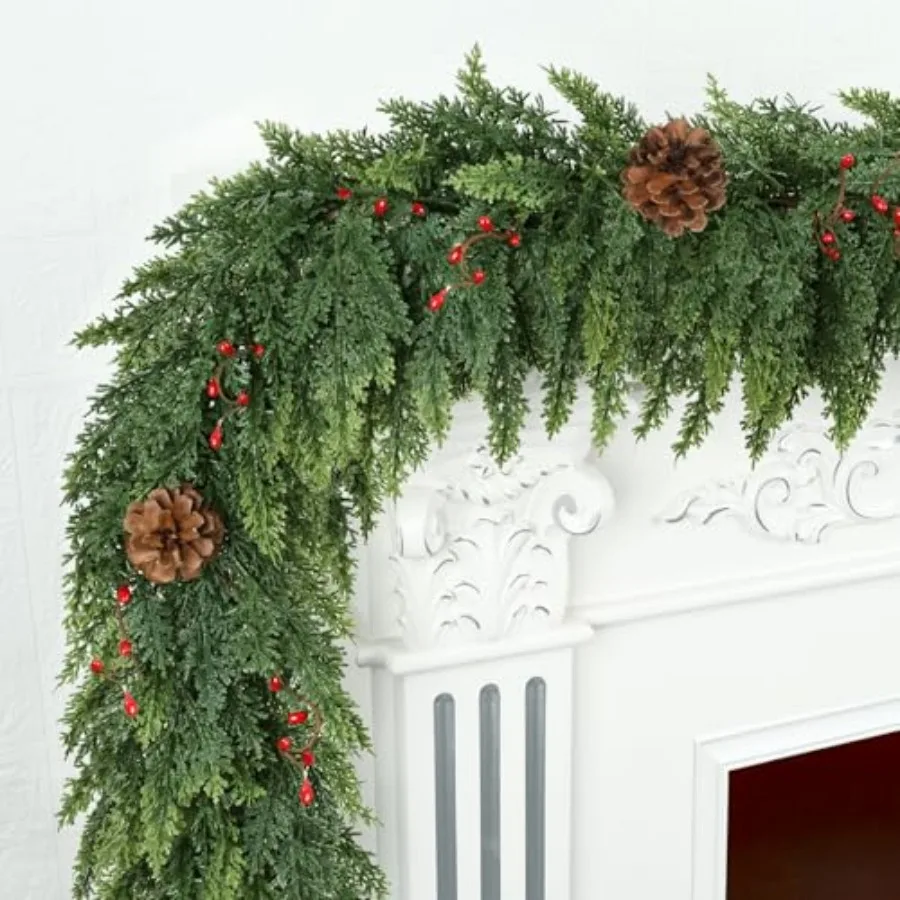 Realistic Christmas Garland for Mantle 6Feet Real Touch Thick/Lush Artificial Cedar Garlands with Pine Cones/Red Berries Christ
Realistic Christmas Garland for Mantle 6Feet Real Touch Thick/Lush Artificial Cedar Garlands with Pine Cones/Red Berries Christ