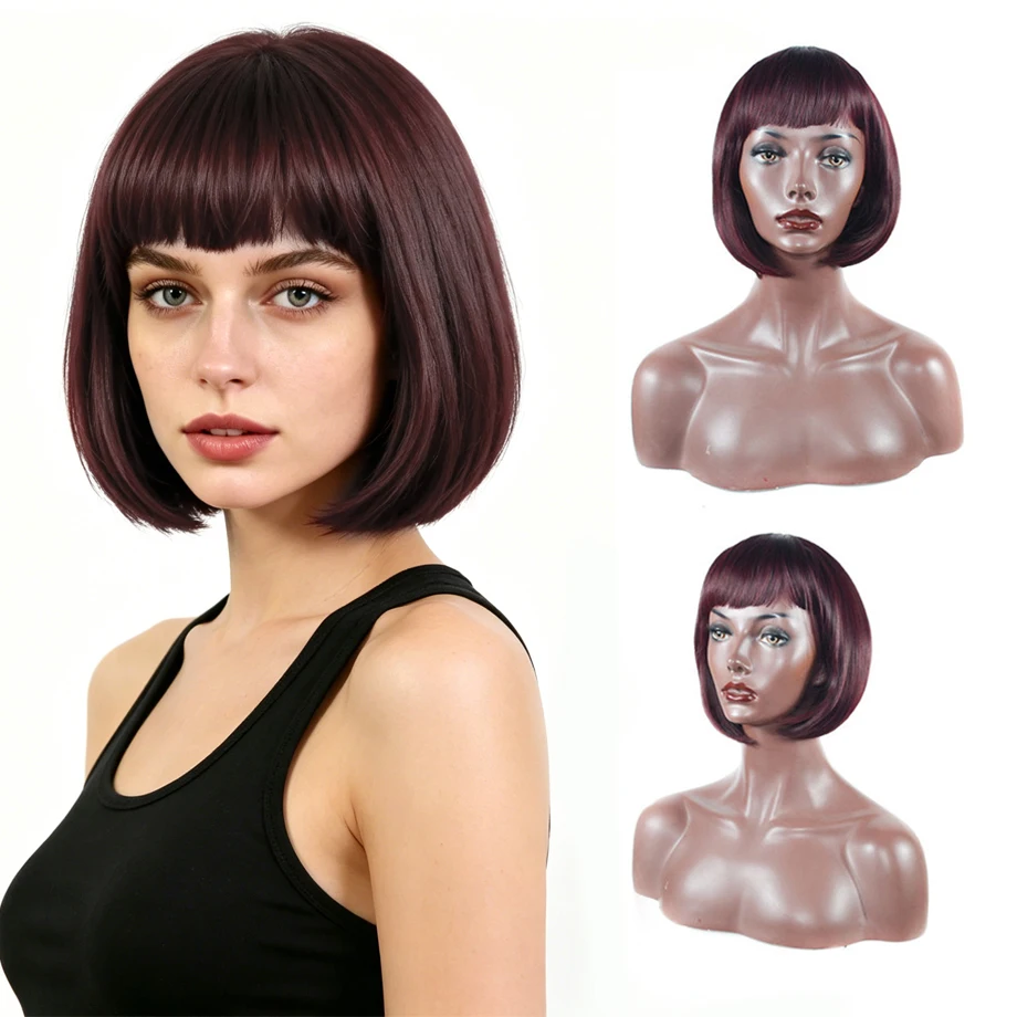 Straight Bob Wig Synthetic Hair 180% Density Short Bob Wig 10 Inch Hair for Women Hair Black Brown 99J Hair Wig
Straight Bob Wig Synthetic Hair 180% Density Short Bob Wig 10 Inch Hair for Women Hair Black Brown 99J Hair Wig