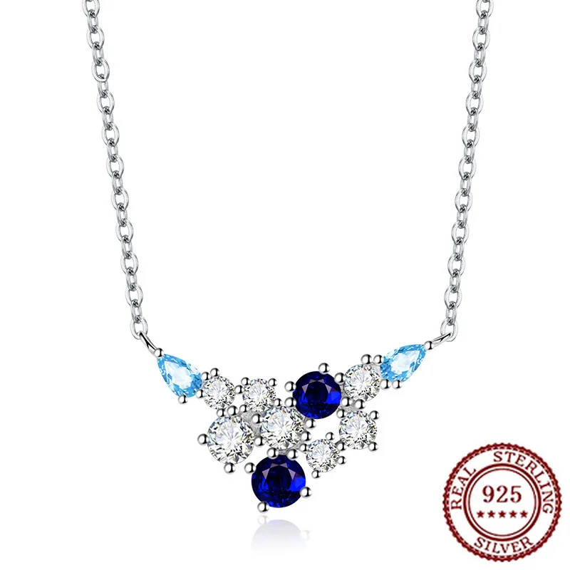 925 Sterling Silver Sapphire Sea Blue Gemstone Full Diamond Splicing Necklace with High-end Feel Collarbone Chain for Women
925 Sterling Silver Sapphire Sea Blue Gemstone Full Diamond Splicing Necklace with High-end Feel Collarbone Chain for Women