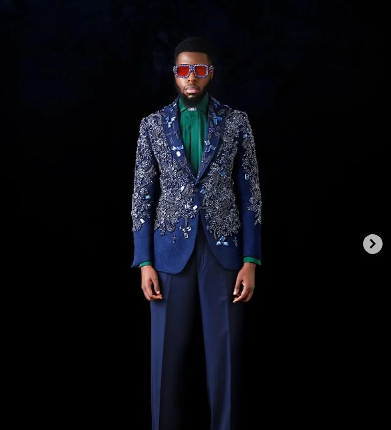 Navy Blue Crystals Men Suits Set 2 Pcs Blazer+Pant Trousers Wedding Tuxedos Formal Office Groom Prom Male Cotton Jacket Coat
Navy Blue Crystals Men Suits Set 2 Pcs Blazer+Pant Trousers Wedding Tuxedos Formal Office Groom Prom Male Cotton Jacket Coat