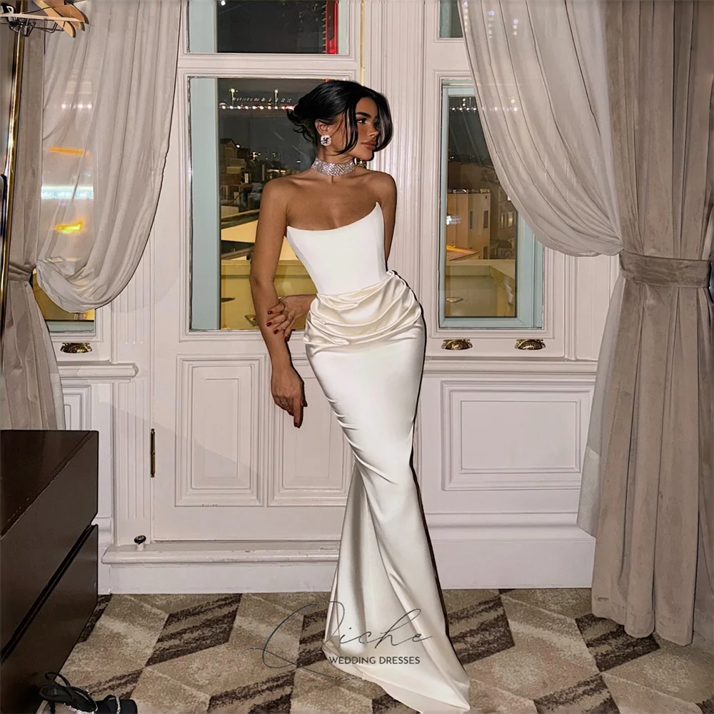 QICHE Elegant Satin Mermaid Wedding Dresses Women Boat-Neck Pleat Sleeveless Open Back Bridal Gown Vestidos De Novia Customized
QICHE Elegant Satin Mermaid Wedding Dresses Women Boat-Neck Pleat Sleeveless Open Back Bridal Gown Vestidos De Novia Customized