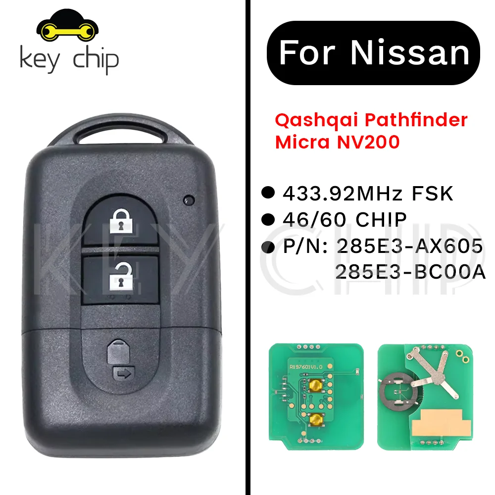 Для Nissan X-trail Qashqai Pathfinder 2007-2015 285E34X00A/285E3EB30A бесключевой дистанционный ключ 433 МГц 4D60/46 чип PCF7936
Для Nissan X-trail Qashqai Pathfinder 2007-2015 285E34X00A/285E3EB30A бесключевой дистанционный ключ 433 МГц 4D60/46 чип PCF7936