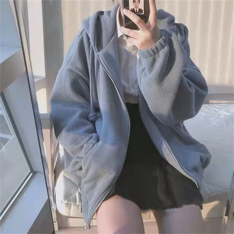 Chic Blue Oversize Zipper Hoodies Women Fashion Long Sleeve Loose Hooded Sweatshirts Autumn Winter Thicken Outwear Jacket Coats
Chic Blue Oversize Zipper Hoodies Women Fashion Long Sleeve Loose Hooded Sweatshirts Autumn Winter Thicken Outwear Jacket Coats