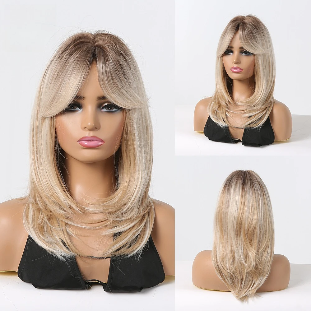 European and American Women's Long Wavy Hair with Eight-Character Bangs, Ombre Brown-Yellow Synthetic Wig
European and American Women's Long Wavy Hair with Eight-Character Bangs, Ombre Brown-Yellow Synthetic Wig