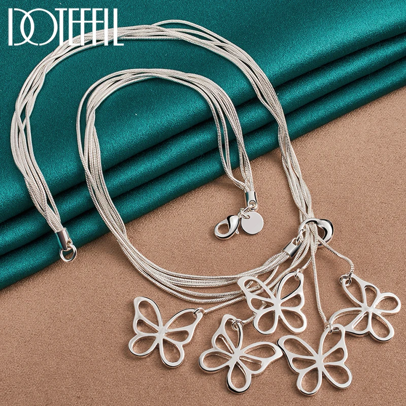 DOTEFFIL 925 Sterling Silver Five Butterfly Snake Chain Necklace For Women Wedding Engagement Fashion Jewelry
DOTEFFIL 925 Sterling Silver Five Butterfly Snake Chain Necklace For Women Wedding Engagement Fashion Jewelry