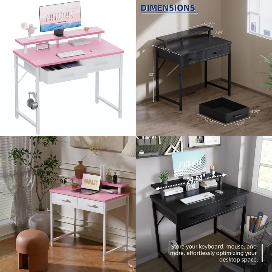32 Inch Small Computer Desk with Monitor Stand Home Office Desks with 2 Drawers for Bedroom Study Writing and Work Table for Sm
32 Inch Small Computer Desk with Monitor Stand Home Office Desks with 2 Drawers for Bedroom Study Writing and Work Table for Sm
