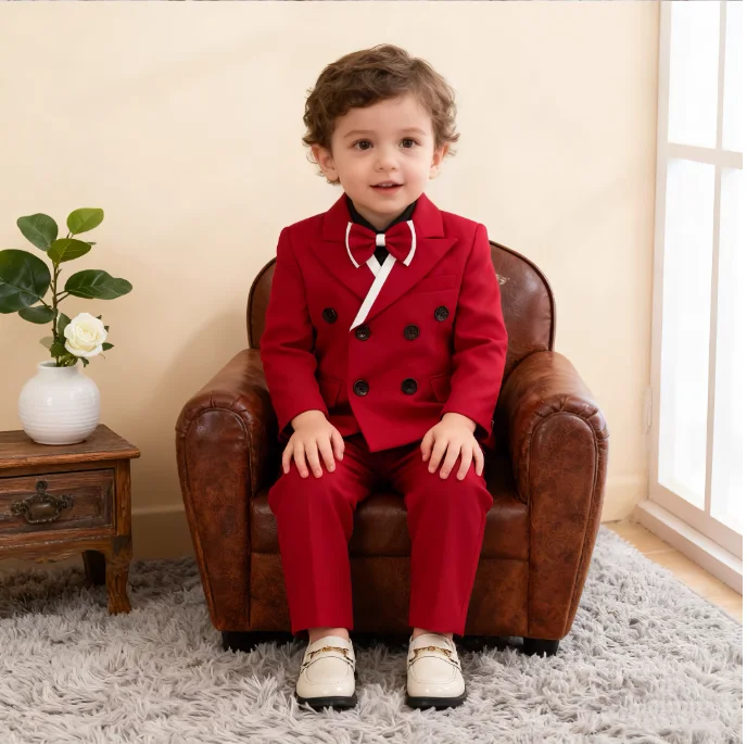 80-150 Russia Boys Jacket Vest Pants Bowtie Red Suit Kids Birthday Wedding Dress Children Piano Host Speech Performance Costume
80-150 Russia Boys Jacket Vest Pants Bowtie Red Suit Kids Birthday Wedding Dress Children Piano Host Speech Performance Costume
