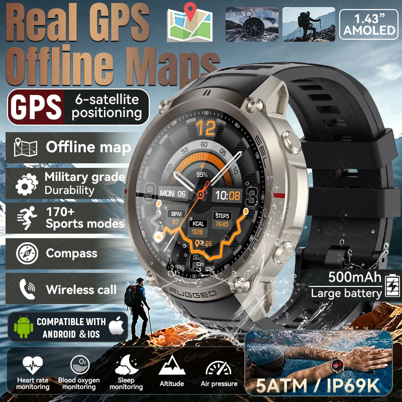 2026 NEW AMOLED Smart Watches Global 6-Satellite GPS 500mAh Battery Men Outdoor Sports Offline Map Altimeter Compass Smartwatch
2026 NEW AMOLED Smart Watches Global 6-Satellite GPS 500mAh Battery Men Outdoor Sports Offline Map Altimeter Compass Smartwatch