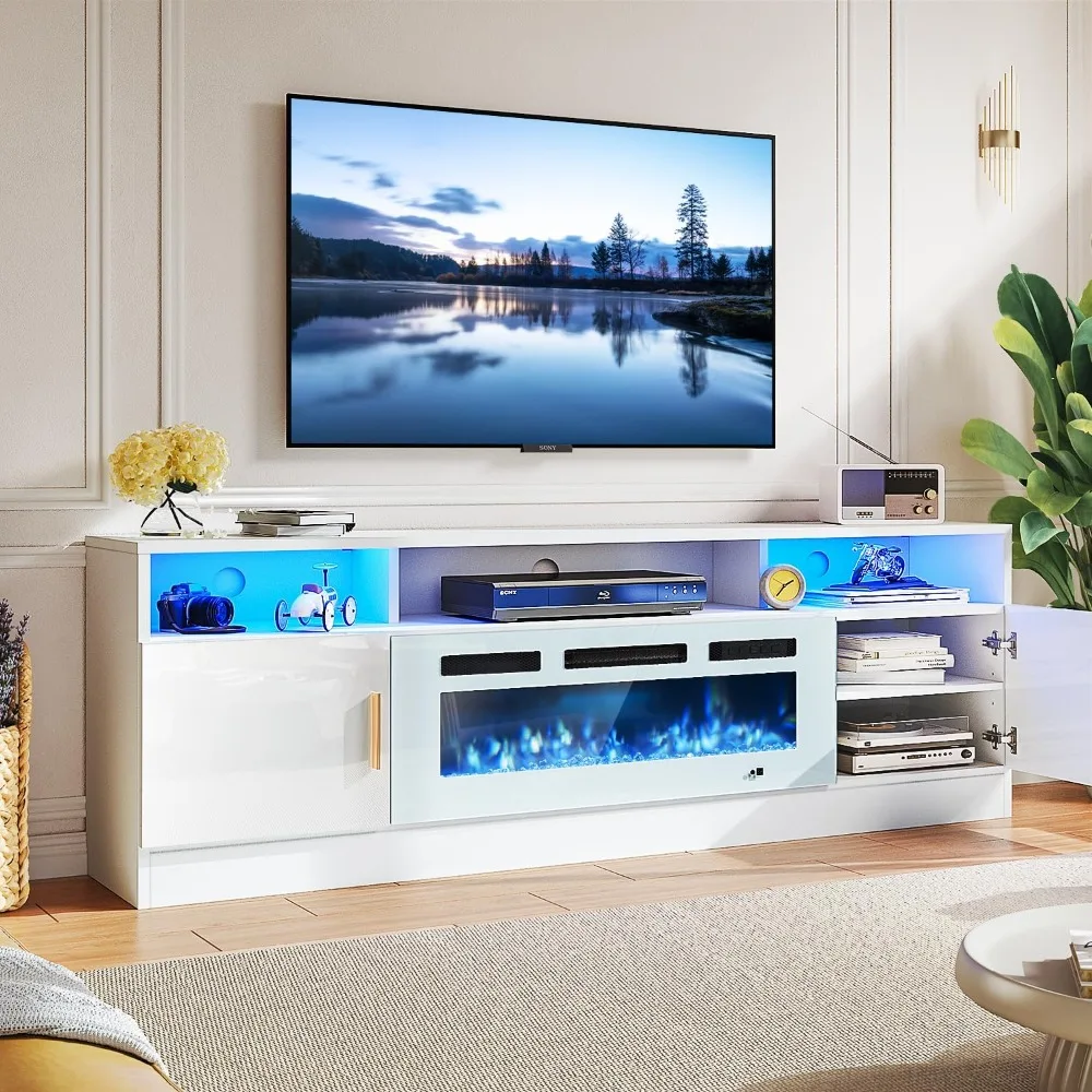 LED TV Stand with 70"Fireplace&Power Outlet for TVs UP To 80", Entertainment Center W/Storage Cabinets, TV Stand for Living Room
LED TV Stand with 70"Fireplace&Power Outlet for TVs UP To 80", Entertainment Center W/Storage Cabinets, TV Stand for Living Room