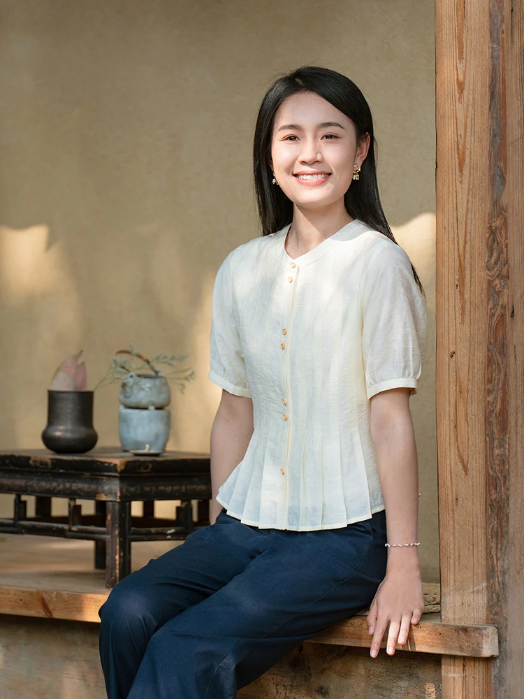 Женская приталенная футболка с круглым вырезом и сборками на талии, повседневный универсальный топ, летняя новинка
Женская приталенная футболка с круглым вырезом и сборками на талии, повседневный универсальный топ, летняя новинка