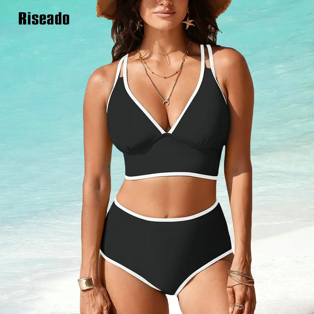 Riseado Women's High Waisted Bikini Sets SexyV Neck Two Piece Swimsuits Color Block Cheeky High Cut Bathing Suits
Riseado Women's High Waisted Bikini Sets SexyV Neck Two Piece Swimsuits Color Block Cheeky High Cut Bathing Suits