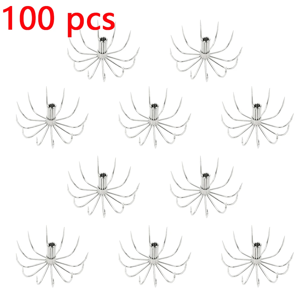 100 шт. высококачественные крючки для зонта с кальмарами, 12 когтями, острые мягкие крючки для морской рыбалки, рыболовные крючки без колючек из нержавеющей стали, джиг-приманка
100 шт. высококачественные крючки для зонта с кальмарами, 12 когтями, острые мягкие крючки для морской рыбалки, рыболовные крючки без колючек из нержавеющей стали, джиг-приманка